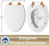 Mayfair Bennett Toilet Seat with Brushed Gold Hinges, Slow Close Wood Seat, Secure Metal Hinges, Easy Install, Made in USA, Elongated, White