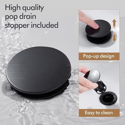 Fransiton Oil Rubbed Bronze Waterfall Bathroom Faucet Lavatory Single Handle 1 or 3 Hole Bathroom Sink Faucet Washbasin Faucet with Deck and Pop-up Drain (Short, Oil Rubbed Bronze)