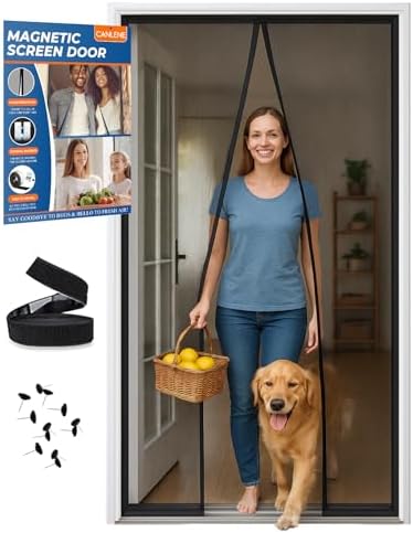 High-Density Magnetic Screen Door Mesh for Home and Patio, Tear Resistant Backdoor Screen Net with Magnetic Closure