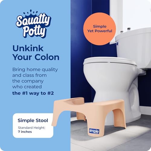 Squatty Potty Simple Bathroom Toilet Stool, Peach 7", Ergonomic Stool – Posture-Enhancing Bathroom Footrest for Improved Digestion & Constipation Relief