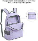 G4Free 20L Lightweight Packable Backpack Travel Hiking Daypack Foldable Backpack for Men Women(Light Purple)