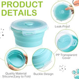 Suclain 4 Pcs Camping Bowl with Lid Collapsible Silicone Lunch Box Salad Bowl Expandable Food Storage Container Folding Travel Container for Hiking Camping(Red, Pink, Blue, Green,12 oz)