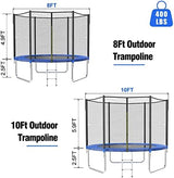 AOTOB 8FT 10FT 12FT 14 FT 15FT Trampoline with Safety Enclosure Net，Outdoor Trampoline with Basketball Hoop, Heavy Duty Jumping Mat and Spring Cover Padding for Kids and Adults, Storage Bag and Ladder