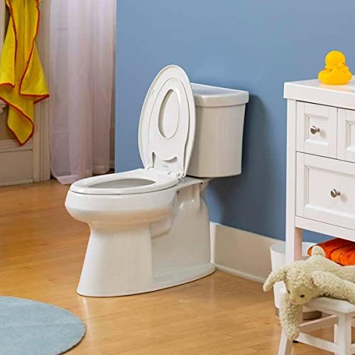 Little2Big Toilet Seat with Built-In Potty Training Seat, Slow Close, Durable Plastic, Made in USA, ELONGATED, White