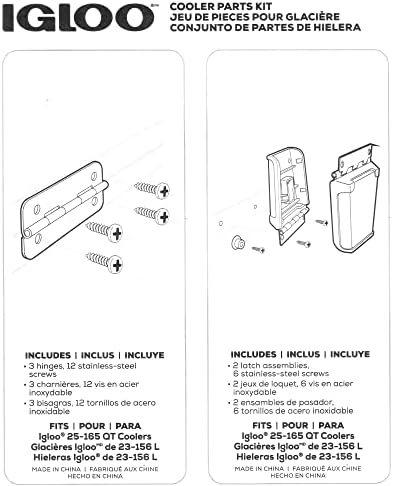 Igloo Cooler Heavy-Duty Stainless Steel Parts Kit - 2 Latches, 3 Hinges, Latch Posts & Screws - Marine-Grade, Corrosion-Resistant Parts