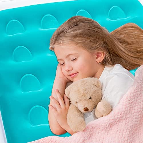 Fahuac Inflatable Kids Travel Bed Toddler Air Mattress Set,Portable Blow Up Mattress Sleeping Bed Cot with Bed Rails and Electric Pump Ideal for Road Trip