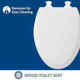 Bemis 1500EC Durable Wood Toilet Seat with Easy Clean Hinges, Made in USA, Elongated, White
