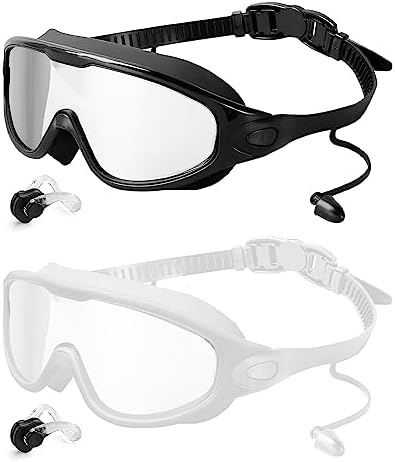 Rantizon Swim Goggles 2 Pack, Wide View Anti Fog&UV Swimming Goggles for Audlt, No Leaking Pool Accessories for Men Women Kid