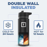 IRON °FLASK Camping & Hiking Hydration Flask with 3 Lids - Stainless Steel, Double Walled & Vacuum Insulated Water Bottle - Leak Proof & BPA Free (Fire Red, Straw - 18 oz)