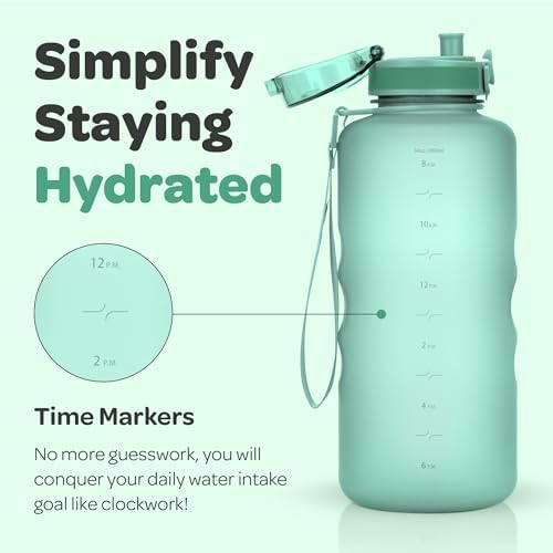 Hydracy Water Bottle with Time Marker -Large BPA Free Water Bottle & No Sweat Sleeve -Leak Proof Gym Bottle with Fruit Infuser Strainer & Times to Drink -Ideal for Fitness Sports & Outdoors