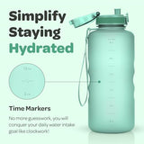 Hydracy Water Bottle with Time Marker -Large BPA Free Water Bottle & No Sweat Sleeve -Leak Proof Gym Bottle with Fruit Infuser Strainer & Times to Drink -Ideal for Fitness Sports & Outdoors