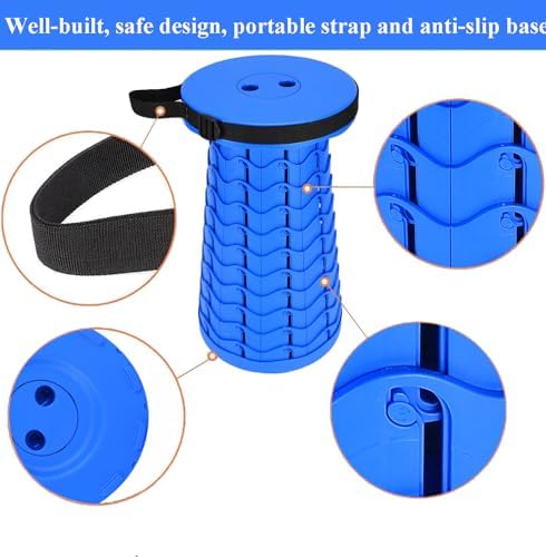 Fishboy Upgraded Collapsible Stool, 400lbs Max Weight, Lightweight But Sturdy, Portable Retractable Folding Telescoping Foldable Camping Stool for Adults Outdoor Fishing Hiking Gardening Travel BBQ