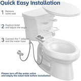 Bidet Attachment for Toilet, Self-Cleaning Dual Retractable Nozzles Bidet, Non-Electric Adjustable Water Pressure for Hygienic Rear & Feminine Wash, Easy Installation Ultra-Slim (White)