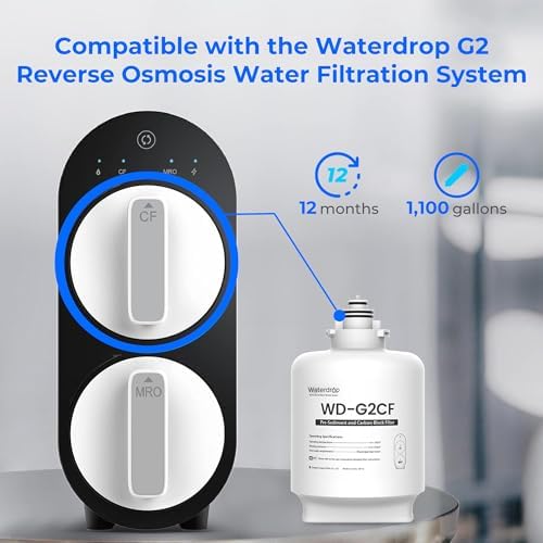 Waterdrop WD-G2CF Filter, Replacement for WD-G2-W, WD-G2-B, WD-G2P600-W Reverse Osmosis System,12-Month Lifetime