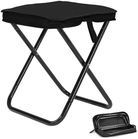 Heavy Duty 16" Folding Stool - 440LB Capacity Lightweight Aluminum Alloy, 2.08lbs Collapsible Camping Chair for Outdoor, BBQ, Travel