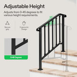 VIVOSUN Outdoor Handrail, 3 Step Stair Handrail, 40" x 36" Fits 1 to 3 Steps, Wrought Mattle Iron Stair Railing with Curved End and Balusters for Concrete Step, Porch Steps, One-Step Assembly, Black