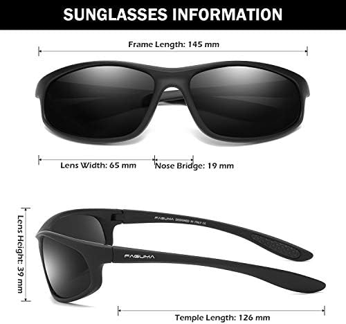 FAGUMA Polarized Sports Sunglasses For Men Cycling Driving Fishing UV400 Protection