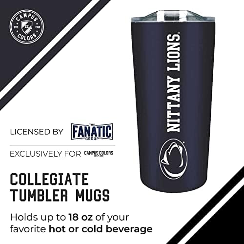 Campus Colors NCAA Stainless Steel Tumbler perfect for Gameday - 18 oz - Double Walled - Keeps Drinks Perfectly Insulated (Penn State Nittany Lions - Navy)