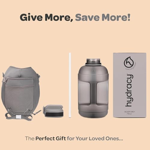 Hydracy Water Bottle with Time Marker -Large BPA Free Water Bottle & No Sweat Sleeve -Leak Proof Gym Bottle with Fruit Infuser Strainer & Times to Drink -Ideal for Fitness Sports & Outdoors