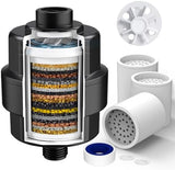 20-Stage Shower Filter-Shower Head Filter for Hard Water, with 3 Replaceable Cartridges, High Output Shower Water Filter for Removing Chlorine and fluoride,Black