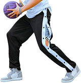 Deyeek Men's Tear Away Basketball Pants High Split Snap Button Casual Post-Surgery Sweatpants with Pockets