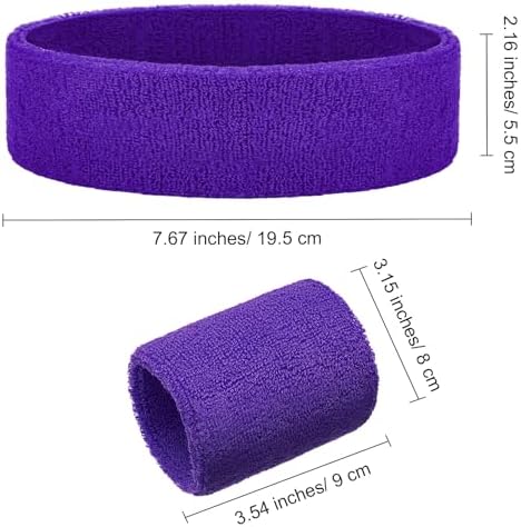 Bememo 6 Pcs Neon Sports Sweatbands Set Paris Sports Competitions Sweatbands 2 Headband 4 Wristbands Breathable Terry Cloth Athletic Bands for Basketball Tennis Costumes Cosplay