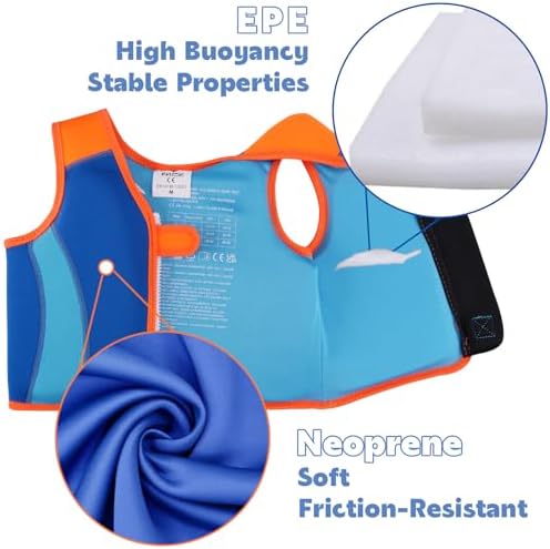 Pottwal Swim Vest for Kids - Swim Jacket for 1-2 Years (24-33LBS) - Buoyancy Aid Made of Neoprene & EPE - with Adjustable Crotch Strap