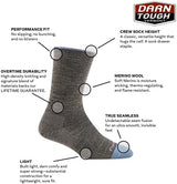 Darn Tough Women's Solid Basic Crew Lightweight Sock (Style 6012) -