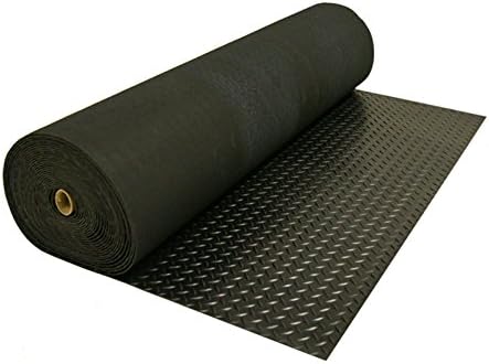 Rubber-Cal Diamond-Plate Rubber Flooring Rolls - 3 mm x 4 ft x 7 ft Rolls - Black