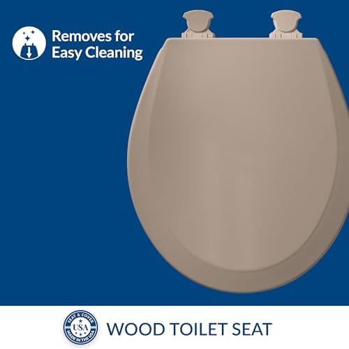 Bemis 500EC 068 Molded Wood Round Toilet Seat with Easy Clean and Change Hinge, 1 Pack, Fawn Beige
