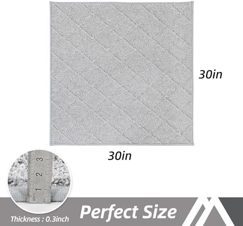 COSY HOMEER Edging Stair Treads Non-Slip Corner Indoor Stair Runners for Wooden Steps,Landing Slip Resistant Stair Rugs Mat for Kids and Dogs,100% Polyester TPE Backing,Grey,30x30 inch