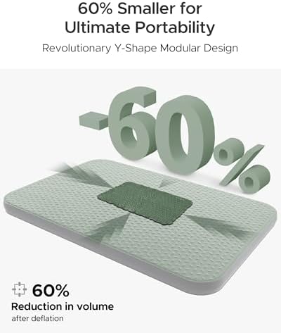 ACACIA 4.3" Thick Self Inflating Sleeping Pad with Foam | Innovative Y-Shaped Telescopic Structure | Ultraportable Camping Mattress | Outdoor Compact Air Mat for Tent Car |