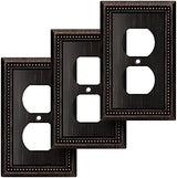 Henne Bery Sunken Pearls Heavy Duty Decorative Wall Plate Switch Plate Outlet Cover (Single Duplex, 3 Pack, Aged Bronze)