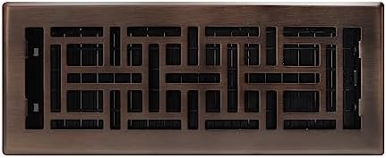 Decor Grates AJH412-RB Oriental Floor Register, 4x12 Inches, Rubbed Bronze Finish