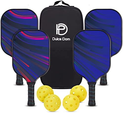 DULCE DOM Pickleball Paddles Set of 2/4 - USAPA Approved, Fiberglass Surface Pickleball Racket with 4 Indoor Outdoor Pickleball Balls and Pickleball Bag, Ideal Training Equipment Gift for Men & Women