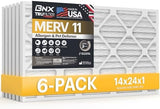 BNX TruFilter 14x24x1 Air Filter MERV 11 (6-Pack) - MADE IN USA - Allergen Defense Electrostatic Pleated Air Conditioner HVAC AC Furnace Filters for Allergies, Dust, Pet, Smoke, Allergy MPR 1200 FPR 7