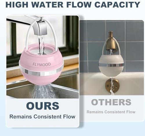 Bath Water Filter for Tub Faucet - 8 Stages Bathtub Water Filter Reduces Contaminants for Softer, Smoother Skin - 2,500 Gallons of Filtration, BPA Free (Pink)