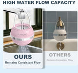 Bath Water Filter for Tub Faucet - 8 Stages Bathtub Water Filter Reduces Contaminants for Softer, Smoother Skin - 2,500 Gallons of Filtration, BPA Free (Pink)