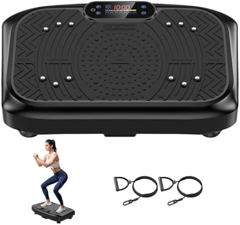 Vibration Plate Exercise Machine Lymphatic Drainage, Full Body Shaking Workout Vibrating Plate Weight Loss, 199 Adjustable Speeds 450 Lbs Capacity Fitness Platform for Women Men