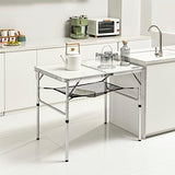 Folding Camping Table, 36''L x24''W Camp Aluminum Table with Adjustable Height Legs, Indoor Outdoor Lightweight Portable Folding Dining Table for Camp Picnic Beach BBQ Cooking 3Ft（2 Heights 15"/28"）