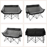 REALEAD Double Camping Chair - Oversized Camping Loveseat for Adults Two Person Support 650 lbs - Heavy Duty Folding Camp Chair with Cooler Bags for Outdoor Sports Beach
