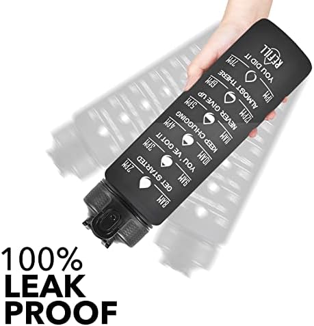 Hyeta 32 oz Water Bottles with Times to Drink and Straw, Motivational Water Bottle with Time Marker, Leakproof, Drinking Sports Water Bottle for Fitness, Gym and Outdoor