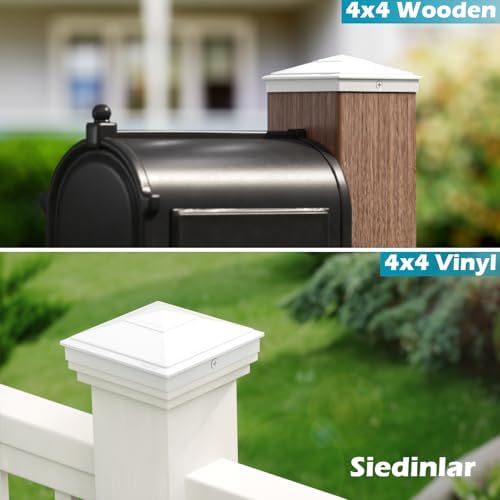 SIEDiNLAR 4x4 Pyramid Post Caps Waterproof Outdoor 4x4 Post Cover, Fits 4x4 3.5x3.5 Vinyl Wood Posts for Fence Deck Mailbox Patio (White, 12 Pack)