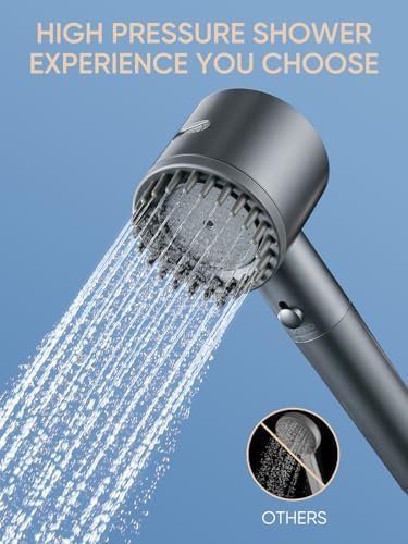 Cobbe Filtered Shower Head with Handheld, High Pressure 5-mode Showerhead with Filters, Built-in Power Wash for Hard Water - Remove Chlorine - Reduces Dry Itchy Skin, Gray