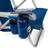 Homevative Cooler+ Folding Backpack Beach Chair with 5 Positions, Towel bar, XL Cooler Pouch, Storage Net, Cup and Phone Holder, Deep Sea, 2 Pack