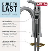 Delta Arvo Brushed Nickel Bathroom Faucet 1 Hole, Single Hole Bathroom Sink Faucet for Vanity, Push-Pop Drain Assembly, Spotshield Stainless 15840LF-SP