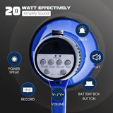 MyMealivos Portable Megaphone Bullhorn 20 Watt Power Megaphone Speaker Voice and Siren/Alarm Modes with Volume Control and Strap (Blue)…