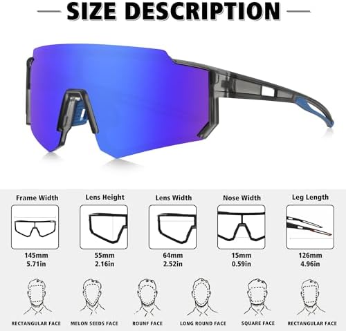 STORYCOAST Polarized Sports Sunglasses for Men Women,Driving Fishing Cycling Mountain Bike Sunglasses UV400 Protection