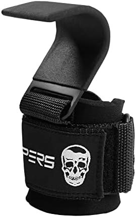 Gymreapers Weight Lifting Hooks (Pair), Heavy Duty Power Wrist Straps Hand Grip Support For Deadlifts, Pull Ups, Shrugs - Gym Gloves For Men and Women