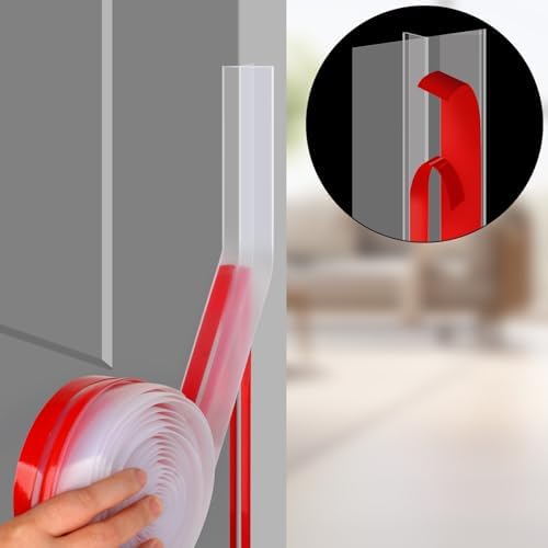 T-Shaped Clear Silicone Seal Strip for Door & Windows Gaps,Weather Stripping Door Seal Strip，20Ft Door Draft Stopper for Side of Door